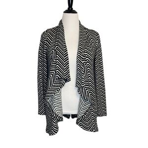𝅺SKIES Are Blue Black White Chevron Convertible Cardigan Sweater S